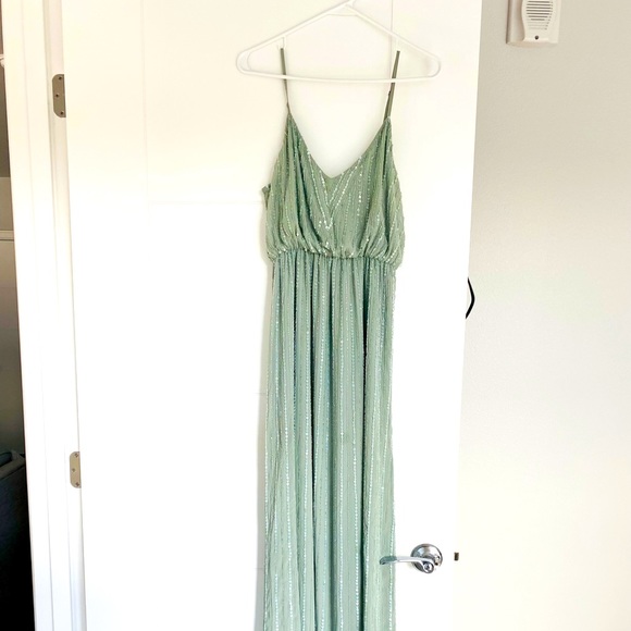 Medium sage green showmeyourmumu dress. Unaltered. Beading intact. - Picture 1 of 3
